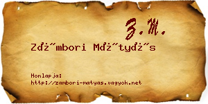 Zámbori Mátyás névjegykártya