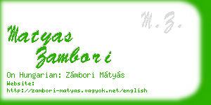 matyas zambori business card